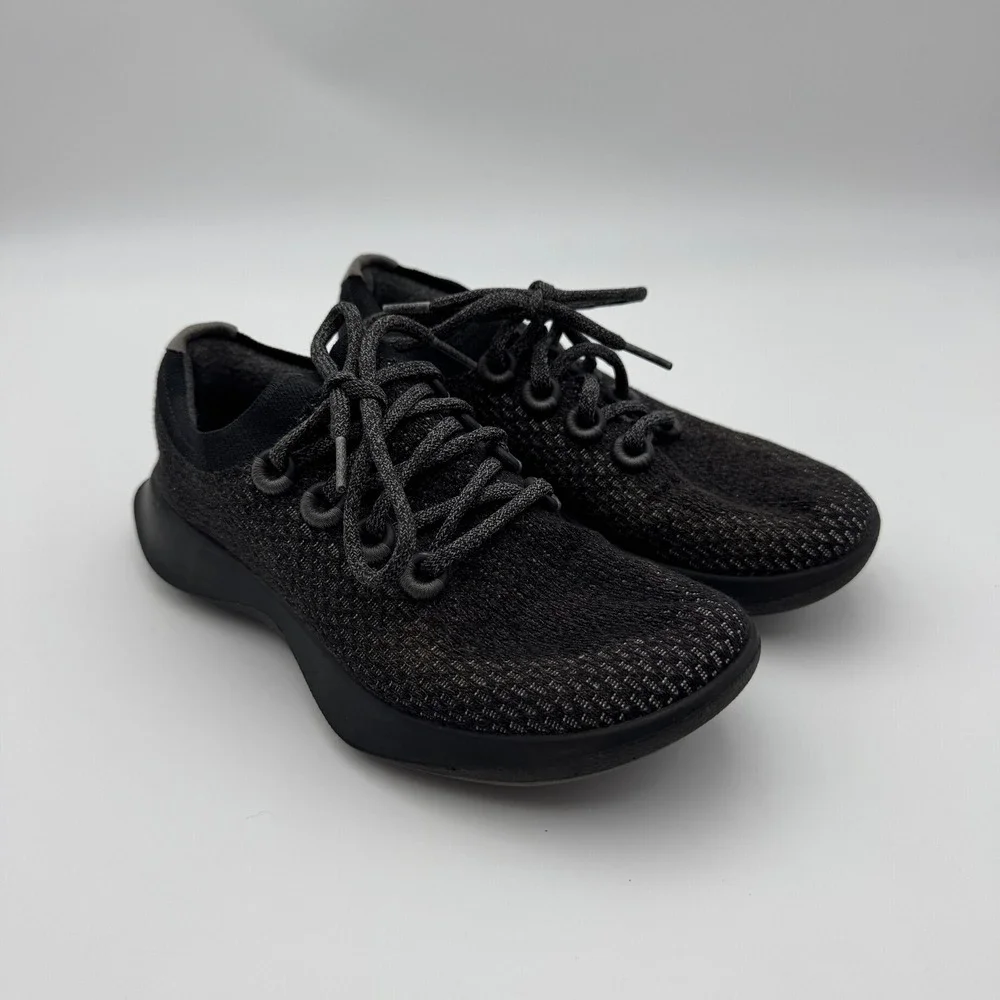Allbirds Tree Dashers Womens 7.5 Black Grey Knit Running Shoes Walking Sneakers